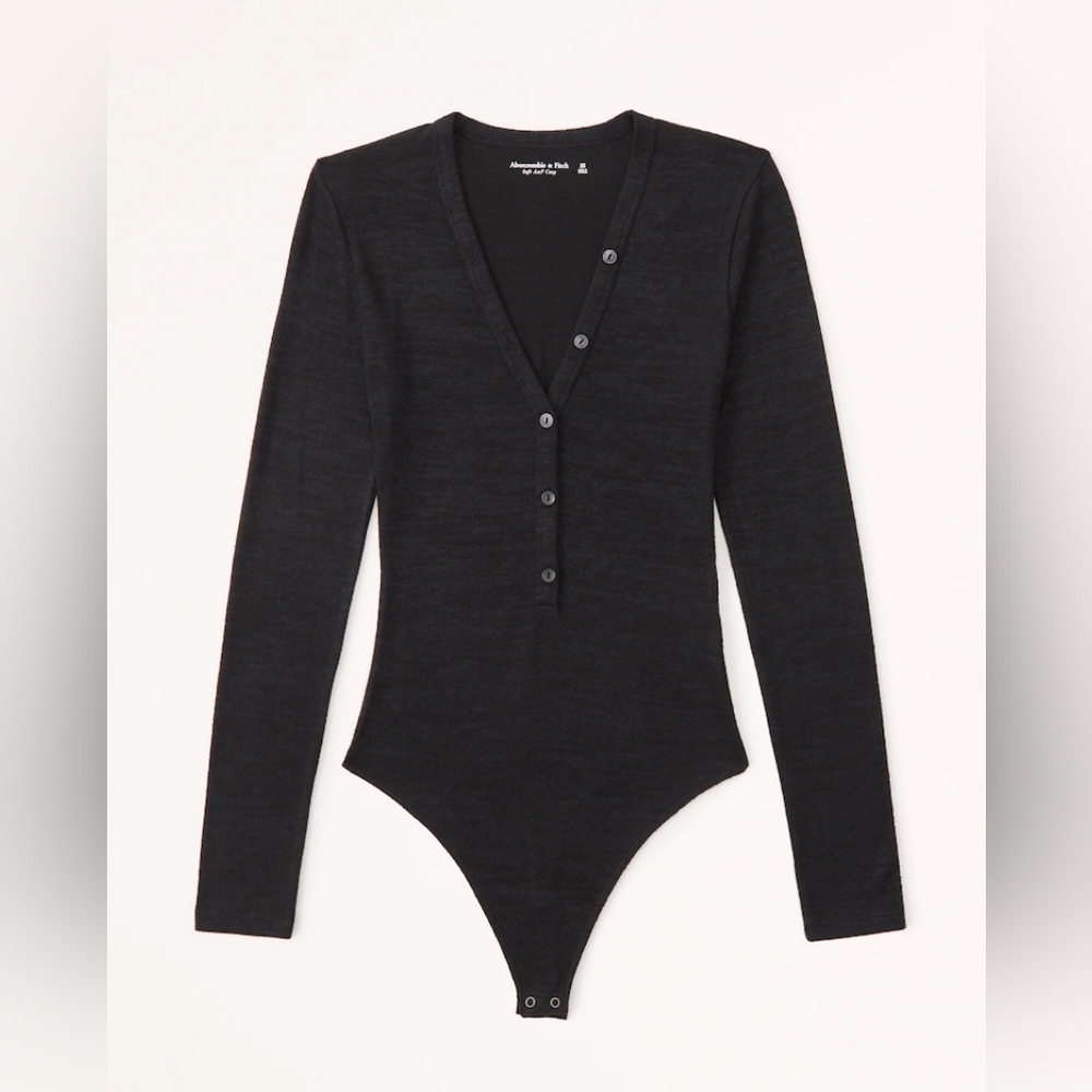 A&F long sleeve cozy henley bodysuit